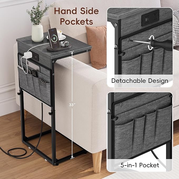Vagusicc C-Shaped End Table