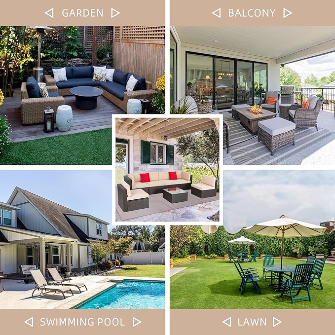 Shintenchi 7 Pieces Patio Furniture Sets Outdoor All-Weather Sectional Patio