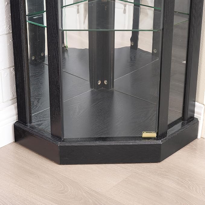 Corner Curio Cabinet, 150lbs Heavy Duty Glass Display Cabinet