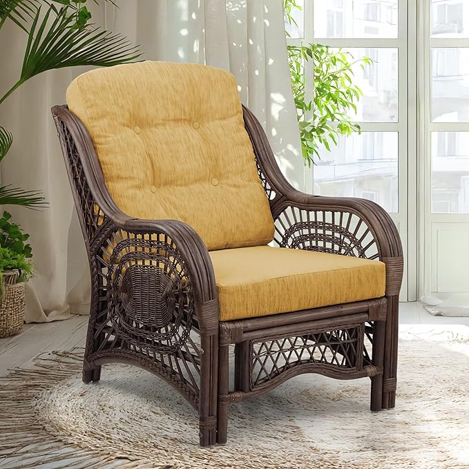 Malibu Lounge Living Accent Armchair Natural Rattan Wicker Handmade Design