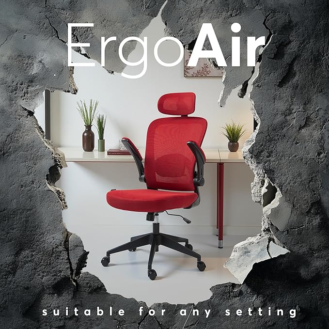 Oline ErgoAir Ergonomic Office Chair – Adjustable Lumbar Support, Flip-Up