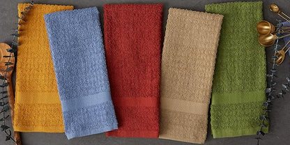 DII Basic Terry Collection Waffle Dishtowel Set, Solid Antique Green, 4 Piece