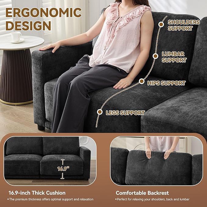 110.6" L Shaped Sectional Sofa, Modular Cloud Deep Seat Couch