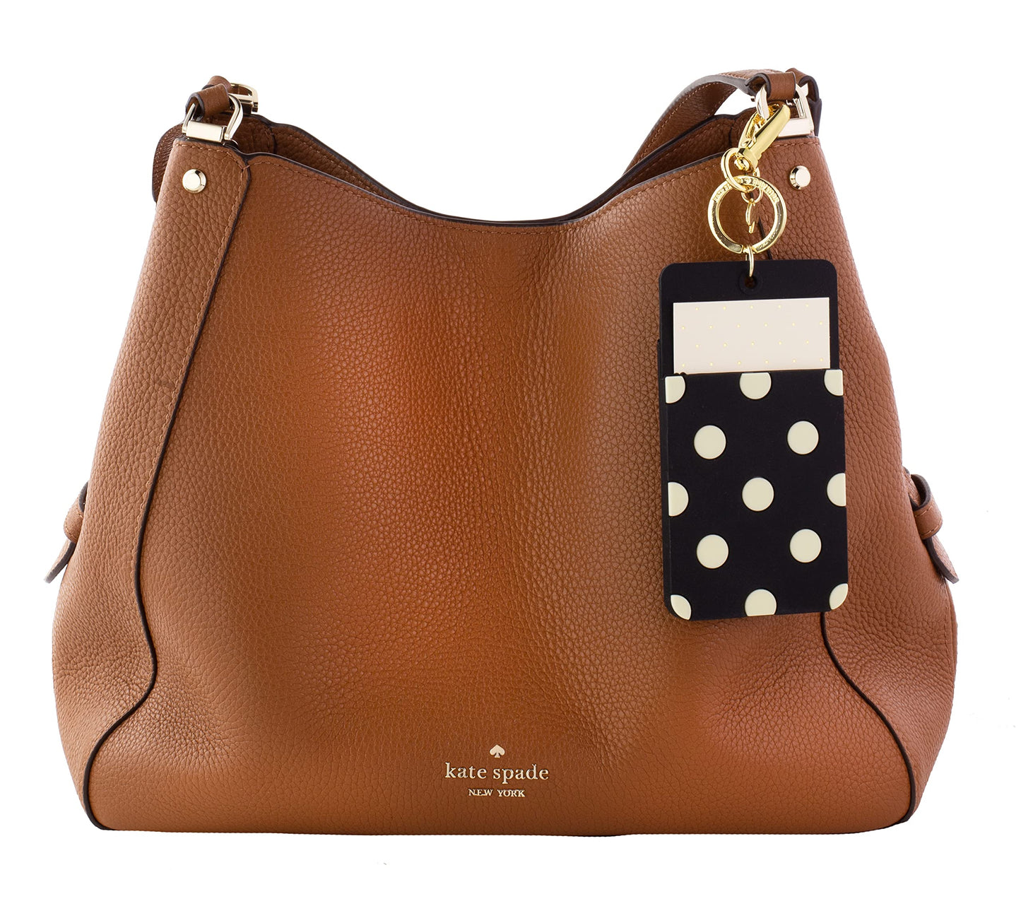 Kate Spade New York Designer ID Holder, Black Dot Silicone ID Clip with Gold Accents, Black Lanyard Compatible, 6x2.75 in