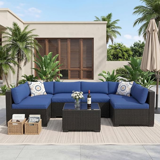 Garvee 7-Piece Outdoor Sectional Furniture Set, Patio Furniture Sets