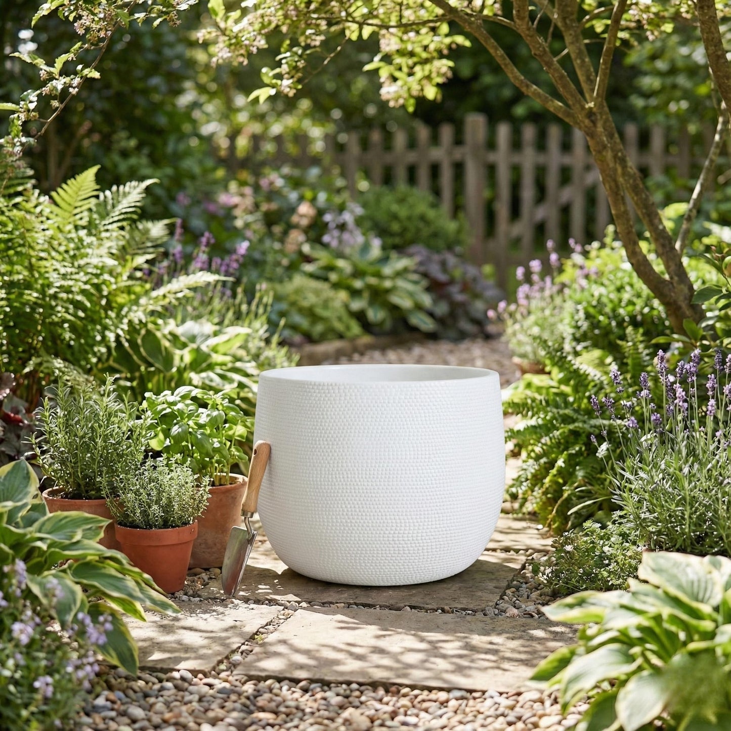 Olly & Rose Barcelona Barcelona Ceramic Plant Pot Large 25cm - White Flower Pots - Indoor & Outdoor Planters - Matt White