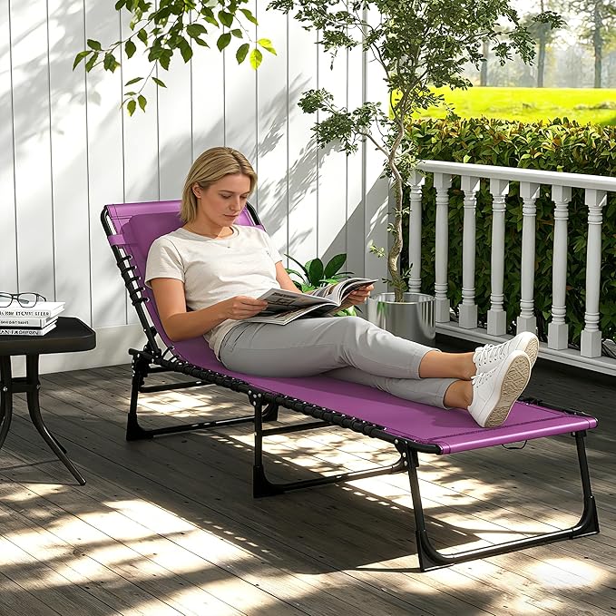Outsunny Folding Chaise Lounge Chair, Patio Sun Tanning Chair, Outdoor Chaise