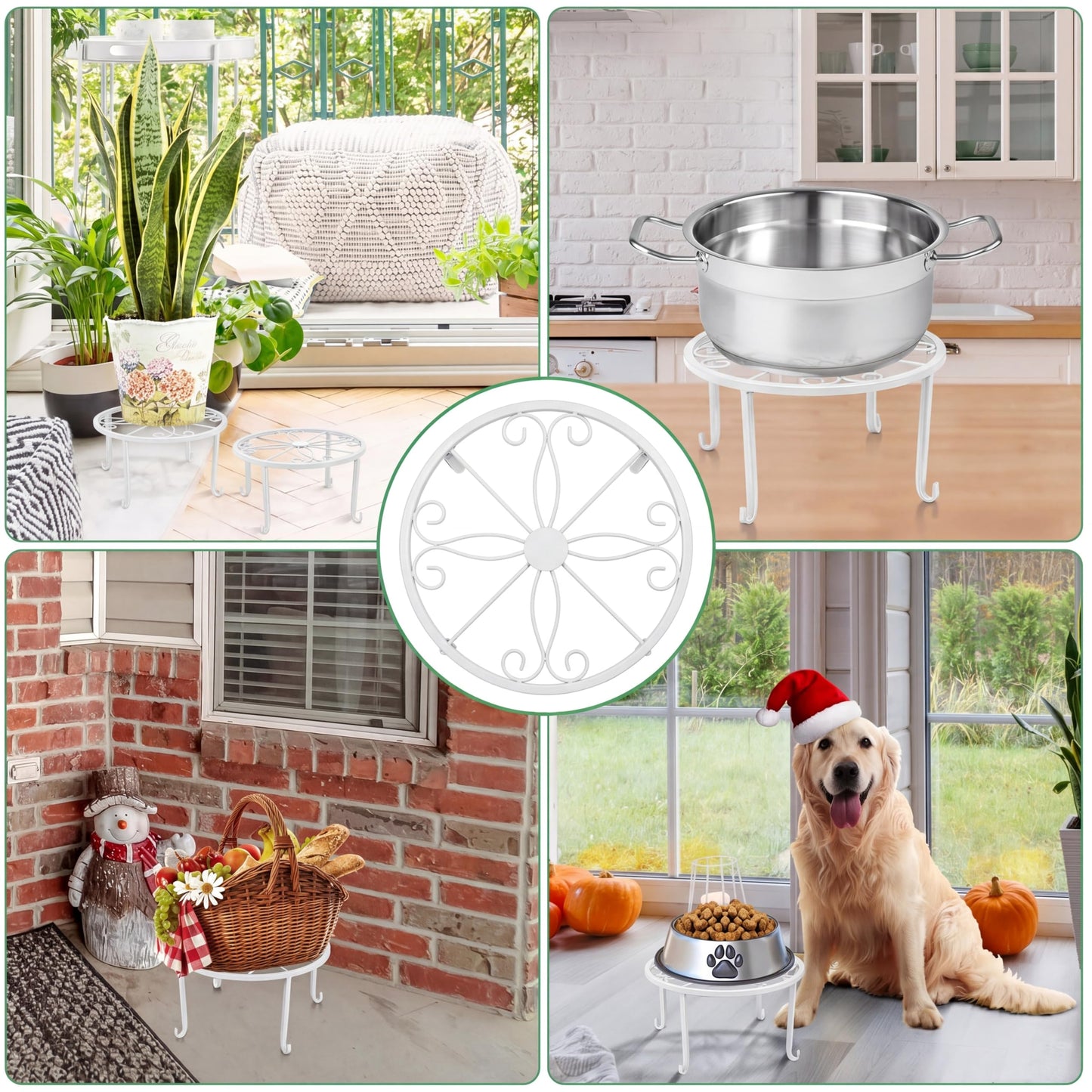 Maitys 12 Pack Metal Plant Stands Outdoor Indoor Heavy Duty Flower Potted Holder Anti-Rust Plant Pot Shelf Round Flower Display Rack for Porch Garden(White)