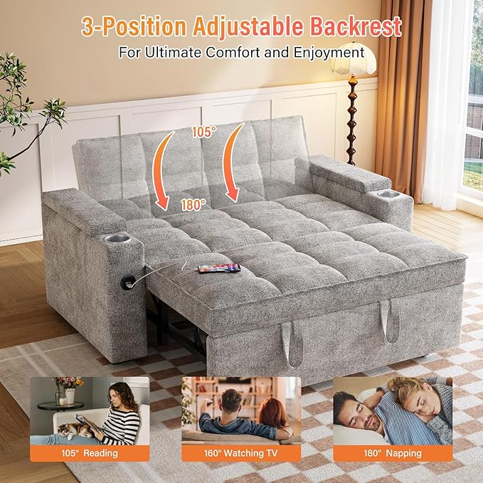 65'' 3-in-1 Convertible Sofa Bed