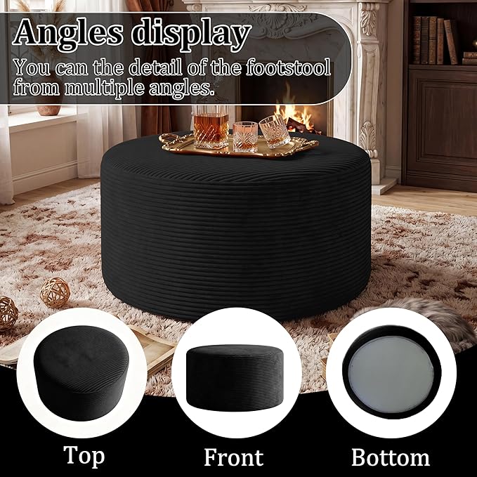 BSHOMGI Round Coffee Table Ottoman