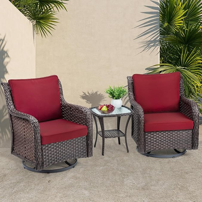 Towallmark Outdoor Swivel Wicker Glider Patio Chairs