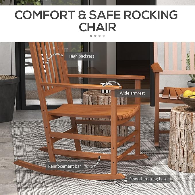 Outsunny Outdoor Rocking Chair Set of 2, Patio Rocking Chair