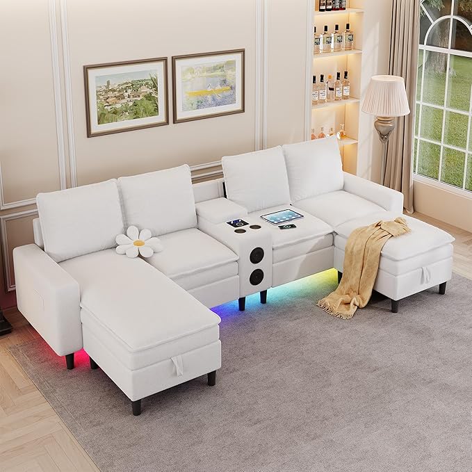 Sectional Couches for Living Room, 4 Seat Sectional Sofa