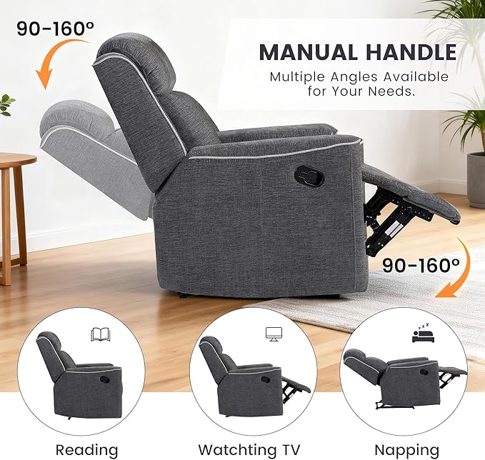 Betsy Furniture Soft Microfiber Manual Reclining Recliner, Relax and Comfortable