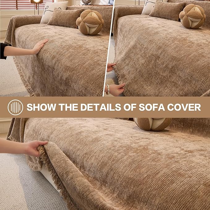 DREAMINGO Chenille Sofa Cover Washable Pet Couch Protector Cover Textured Couch