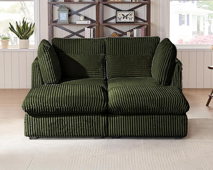 77" Oversized Corduroy Couch Modular Sectional Sofa, Washable Cloud Couch