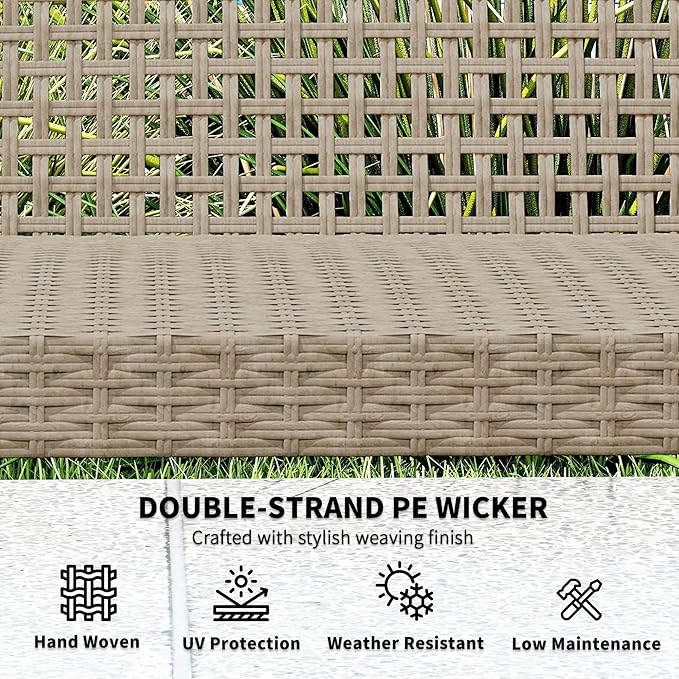 Outsunny Wicker Outdoor Couch, 3-Seat Rattan Outdoor Patio Sofa, 1000 lbs.