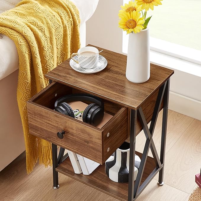 VECELO Nightstands Set of 2, Modern Bedside End Tables, Night Stands