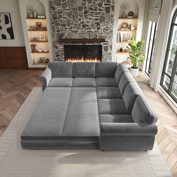 118" L-Shaped Sleeper Couch Bed