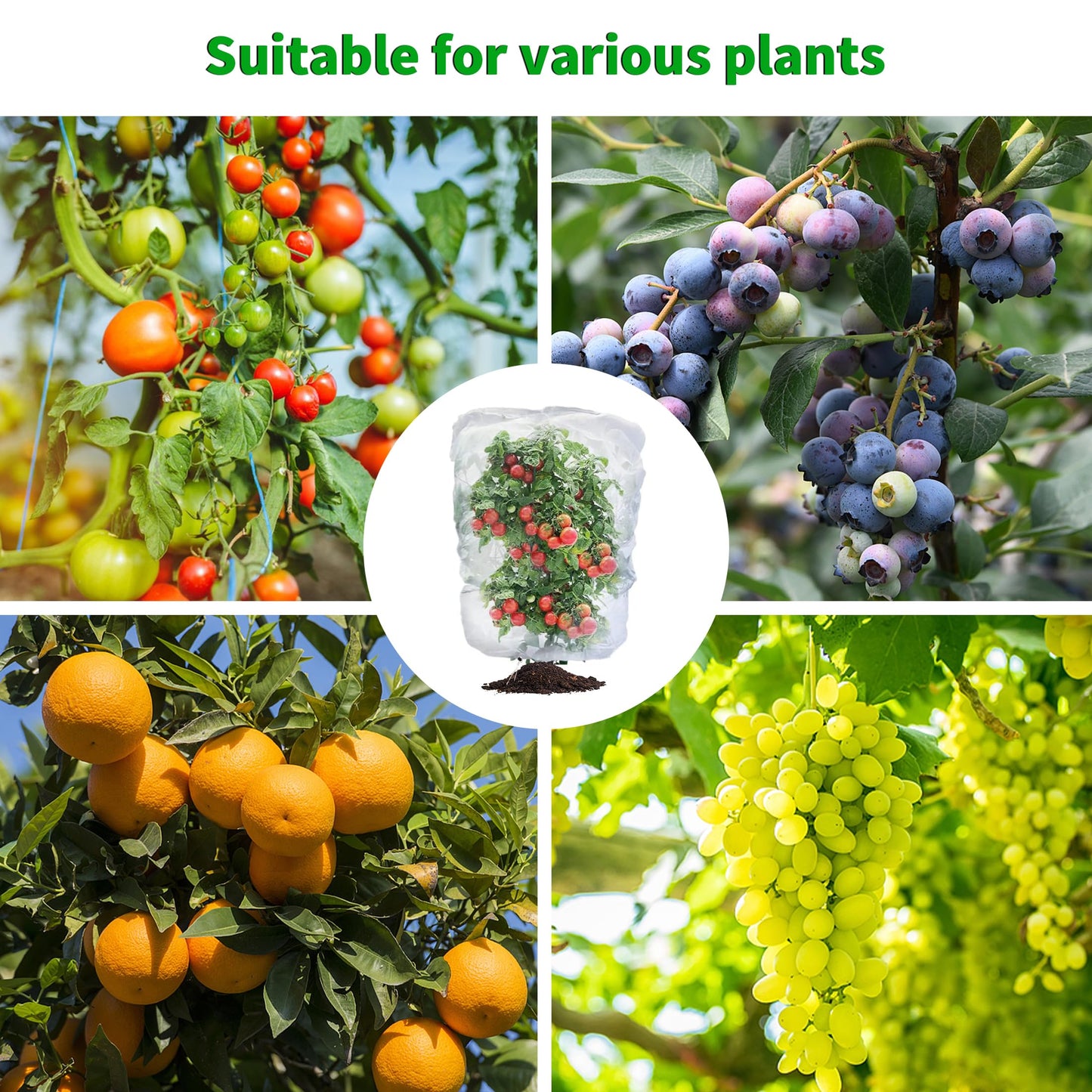 afzdby Garden Mesh Netting with Drawstring,Plants Cover Protection from Anti Birds,Bugs,Cicadas,and Insects-Pest Barrier Bag for Blueberry Bushes,Citrus,Tomatoes,Vegetables,Fruit Tree and Orange