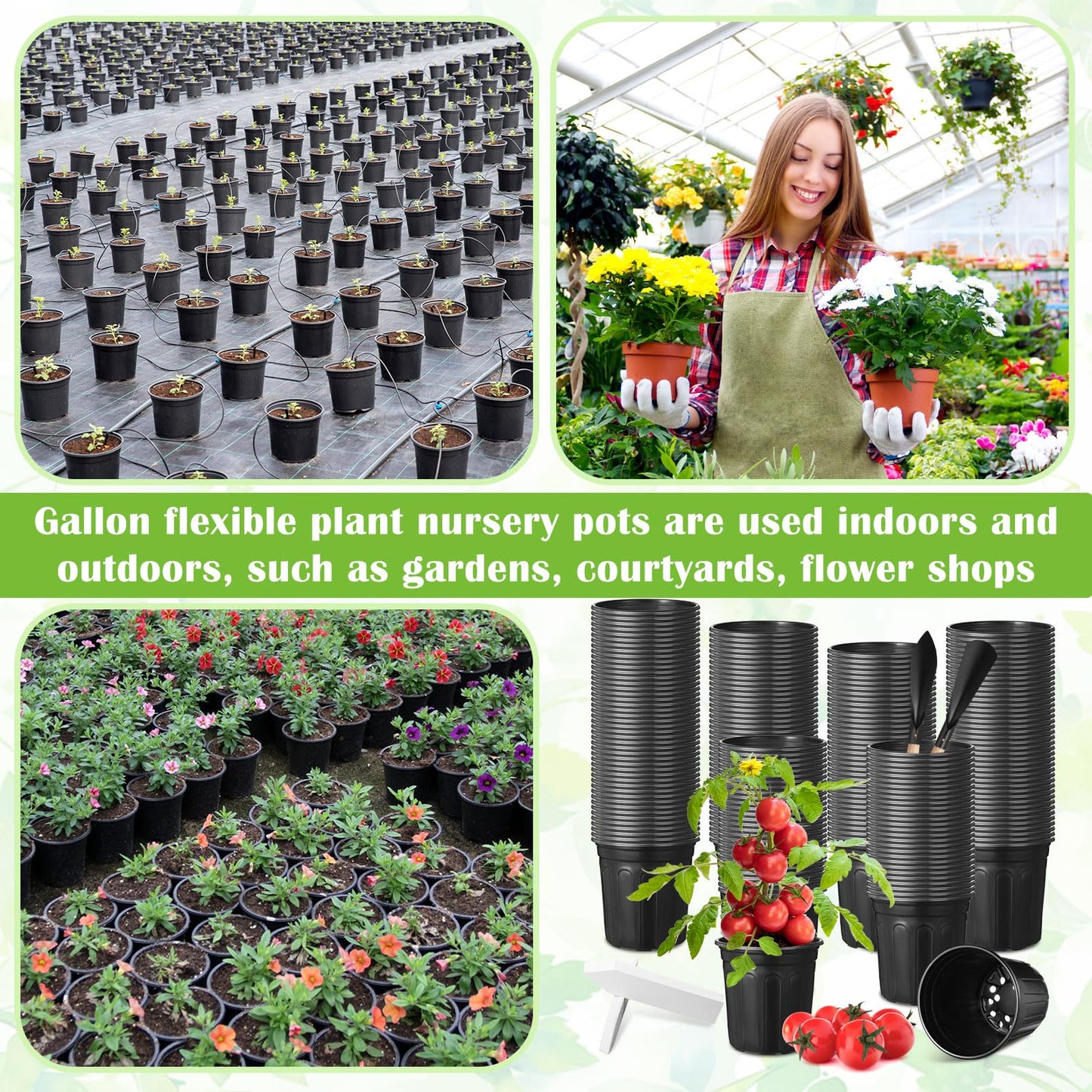 RimCereal 600 Pcs 1 Gallon Plastic Plants Nursery Pots Bulk with 600 Plant Labels, Thickened Soft Black Seedling Pots with Drainage Holes, Flower Plant Containers for Succulents Supply