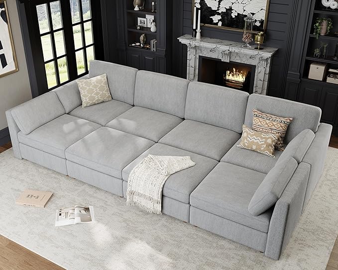 Oversized Modular Sectional Sleeper Couch, Solid Wood Frame, Removable Washable