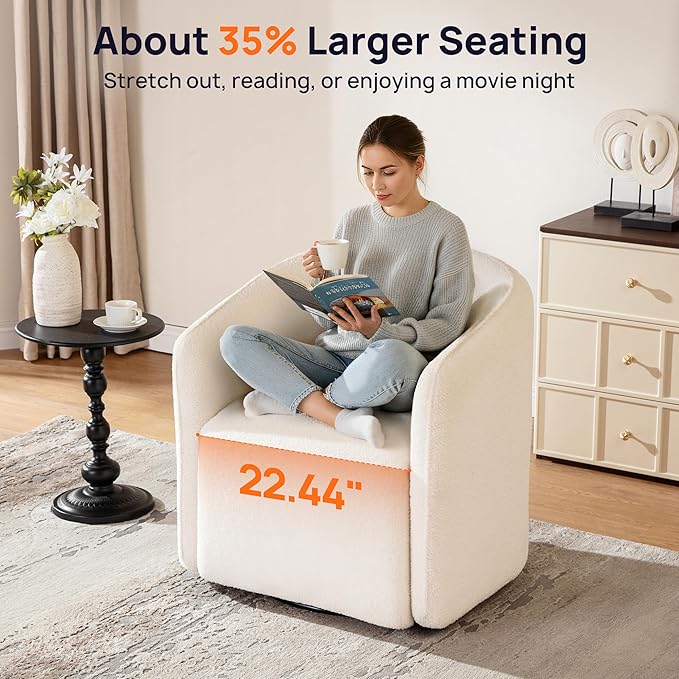Oversized Boucle Swivel Accent Chair