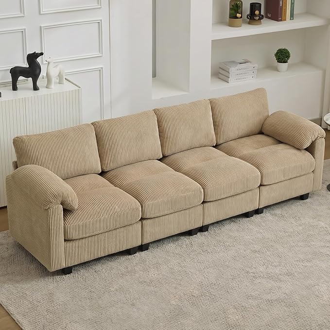 114'' Sectional 4 Seater Couch, Oversized Modular Couches