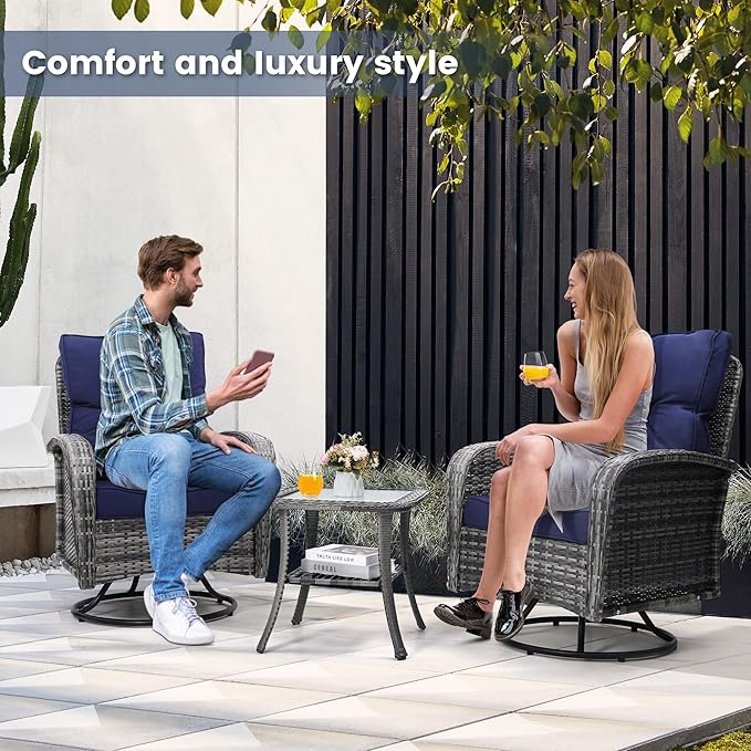 wildformers Luxury Outdoor Swivel Wicker Glider Patio Chairs