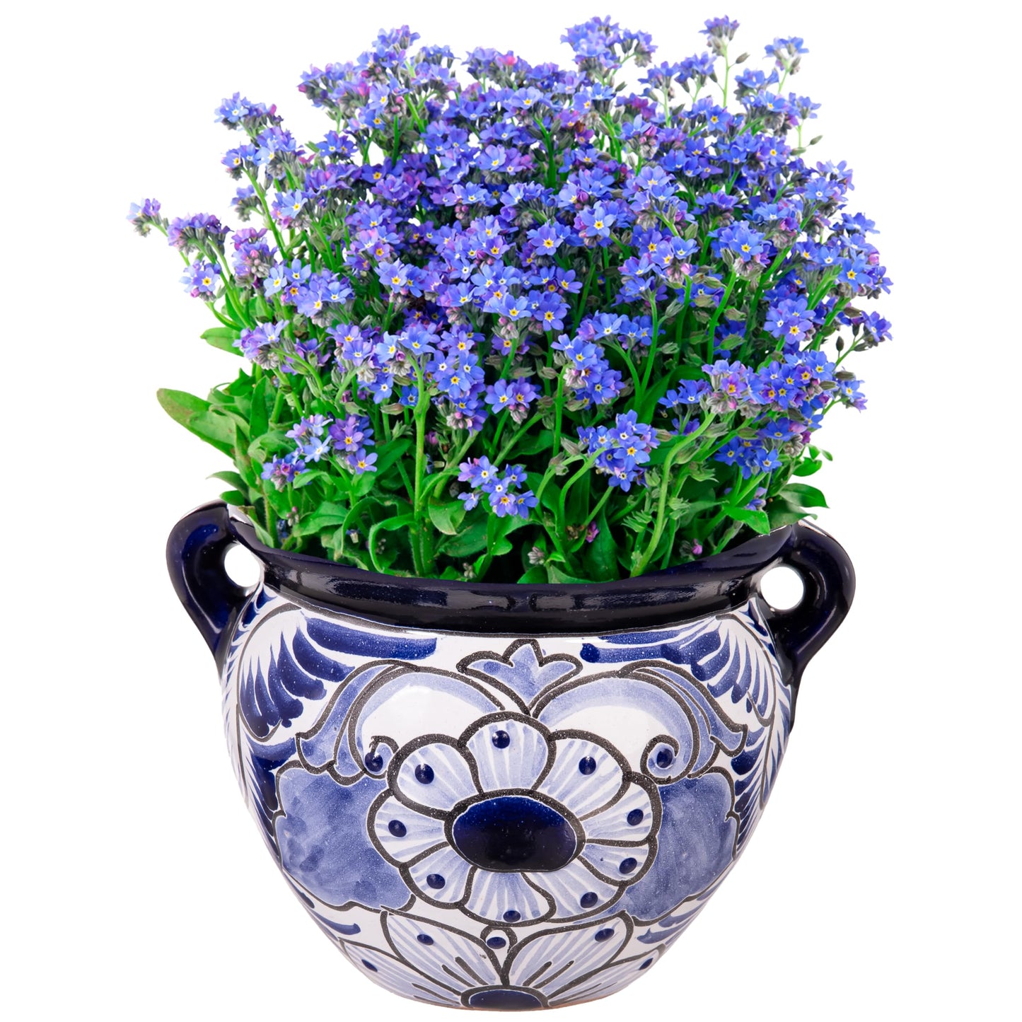 Evergreen 7 inch Talavera planters, Set of 2, Mexican Pottery Ceramic Mini Jug, Flower Pot Plant Succulent, Indoor Outdoor