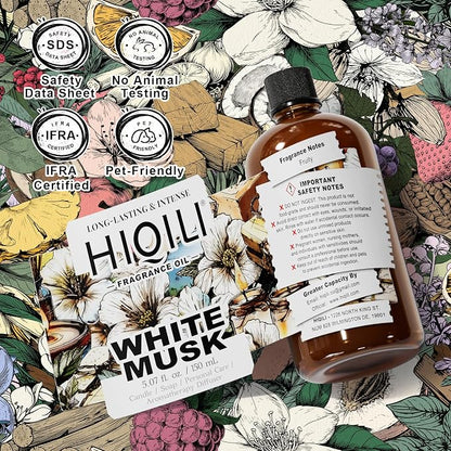 HIQILI White Musk Fragrance Oil, Candle Scents for Candle Making, Soap Making Supplies, Musk Perfume for Women, for Diffuser Use - 5.07 Fl Oz