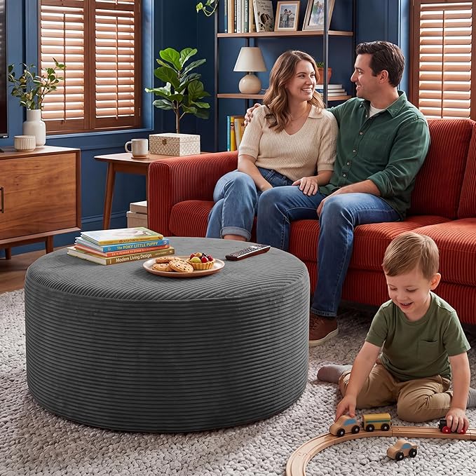 BSHOMGI Round Boneless Ottoman Oversized Ottomans