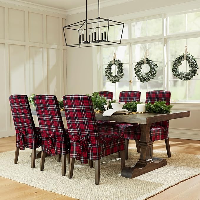 SureFit Cove Cotton Canvas Short Dining Room Chair Covers, Dining Chair Cover