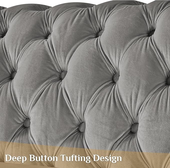 DAMAIFROM Mid Century Modern Chesterfield Sofa Couch, 3 Seat Tufted Sofas