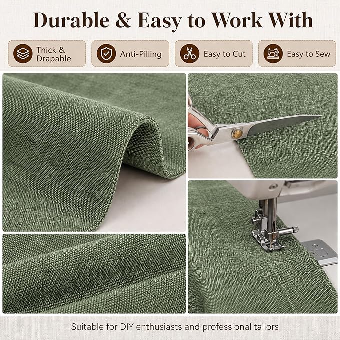 Mini Chenille Linen Blend Upholstery Fabric by the Yard, 57 Inch Wide Soft