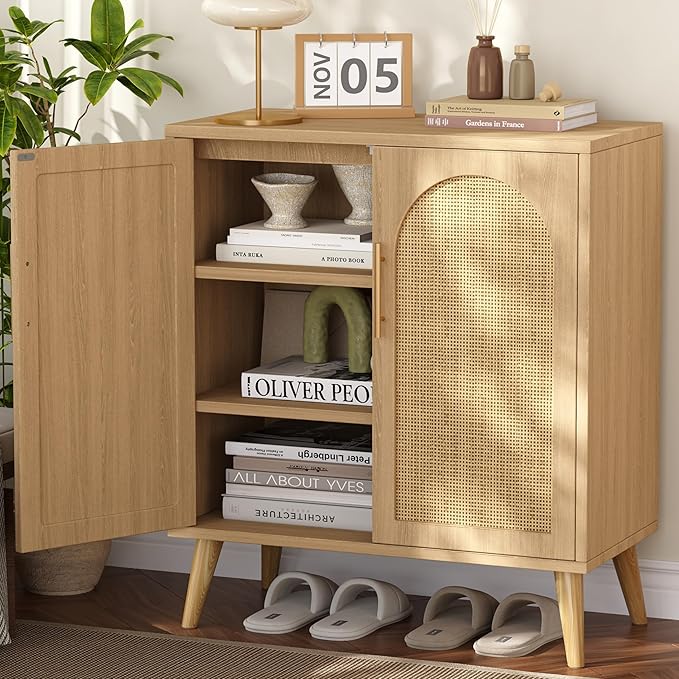 15.7"D Rattan Buffet Sideboard Cabinet