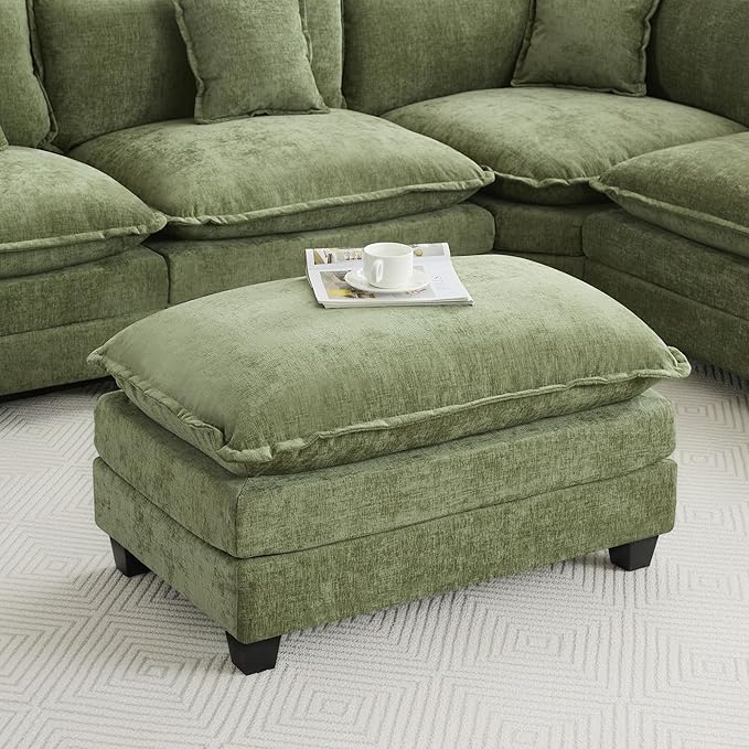35‘’ Modern Chenille Cloud Sofa Ottoman, Rectangle Ottoman