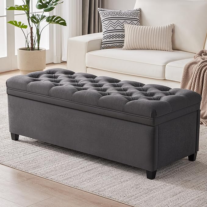 Mangodan 50" Storage Ottoman Bench, Tufted Ottoman