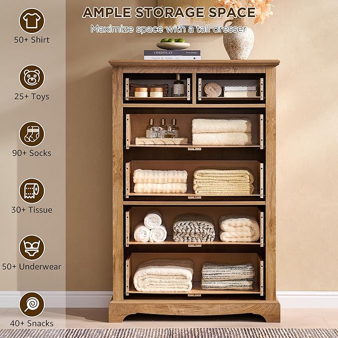T4TREAM 48" Tall 6 Drawers Dresser Chests