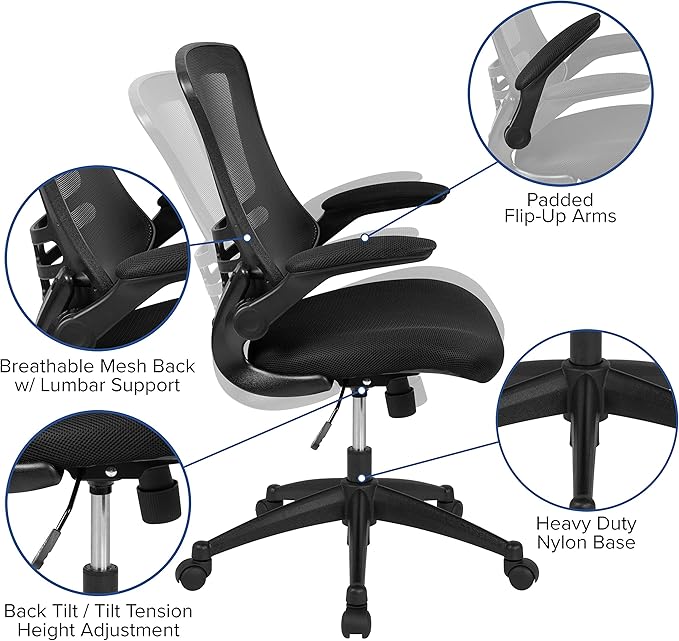 Flash Furniture Set of 4 Mid-Back Swivel Ergonomic Task Office Chairs
