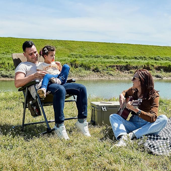 TIMBER RIDGE Outdoor Folding Rocking Chair, Hard Armrests