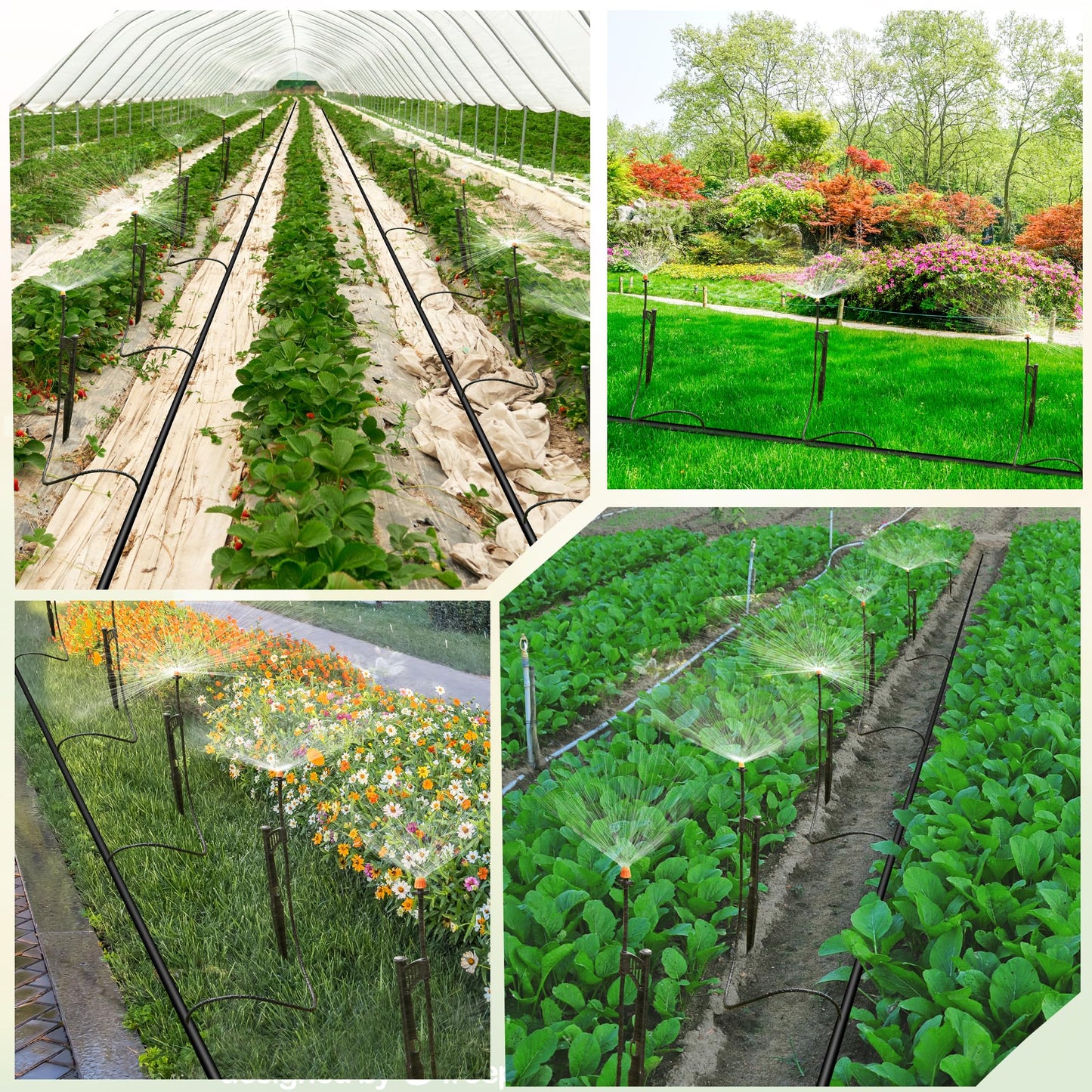 12 Sets 360°Drip Micro Spray Emitters with Sprinkler Stake, Drip Sprinkler Heads with Adjustable Riser 1/4" Irrigation Tubing and Barbed Coupler,Micro Sprinkler Assembly for Garden Irrigation System