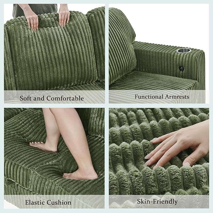 L-Shaped Sectional Couch with Storage and Pull Out Bed, Convertible Sofa Bed