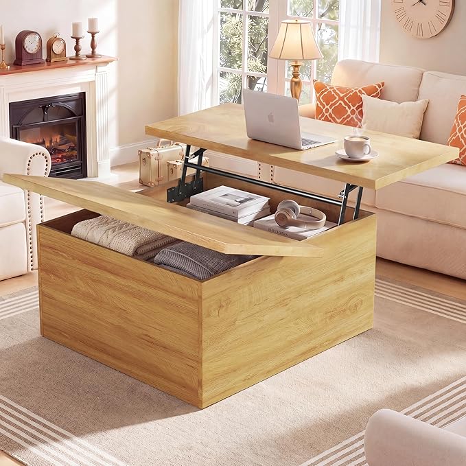HUAHUU Lift Top Coffee Table, 4 in 1 Square Coffee Table