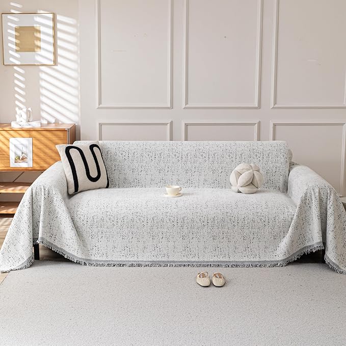 Boho Chenille Couch Cover for Dogs, Non Slip Sofa Cover, Couch Slipcover Covers