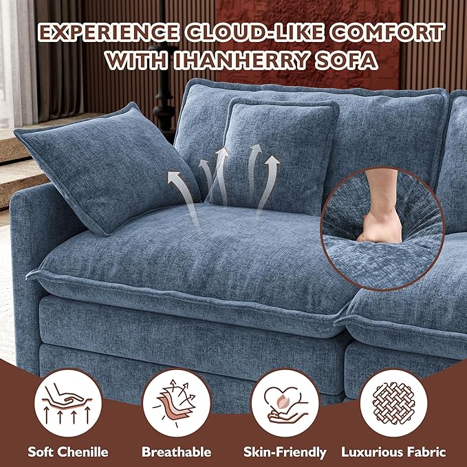Ihanherry 114" V-Shaped Modern Sofa Modular Sectional Cloud Couch
