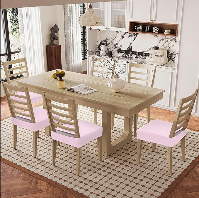 Smiry Waterproof Seat Covers for Dining Room Chairs Set of 4, Stretch Jacquard