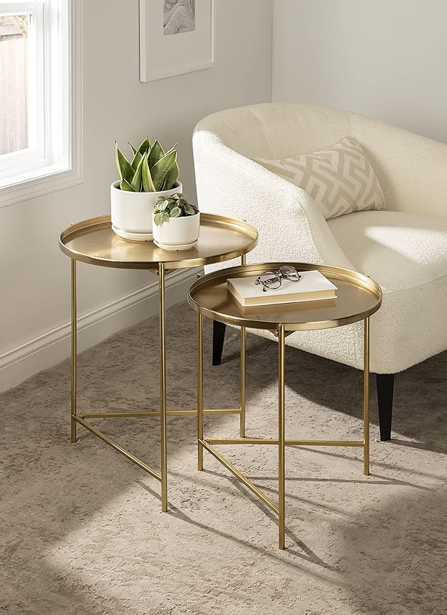Kate and Laurel Ulani Modern Nesting Side Table; Set of 2; Gold; Sophisticated