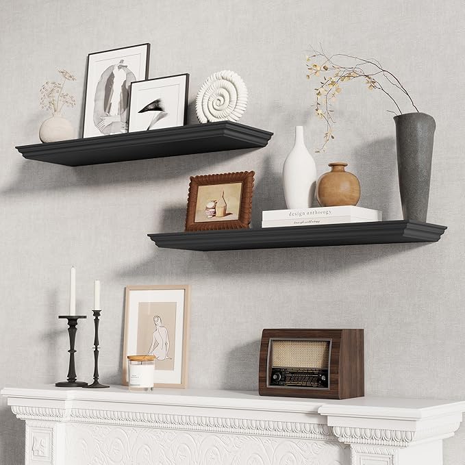 Fun Memories Floating Shelves 32 Inch Long, 9.3 Inch Deep Classic Crown Molding