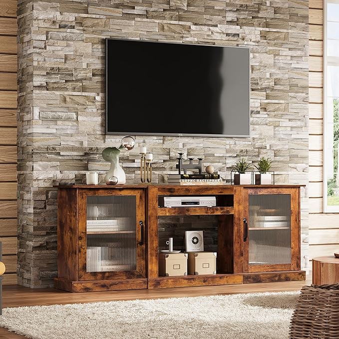 WLIVE Farmhouse TV Stand for 75 inch TV, Entertainment Center